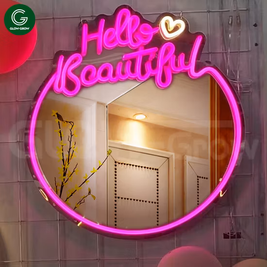 좋은 시간 거울 네온 사인 홈 침실 웨딩 벽 장식을 위한 맞춤형 LED 야간 조명